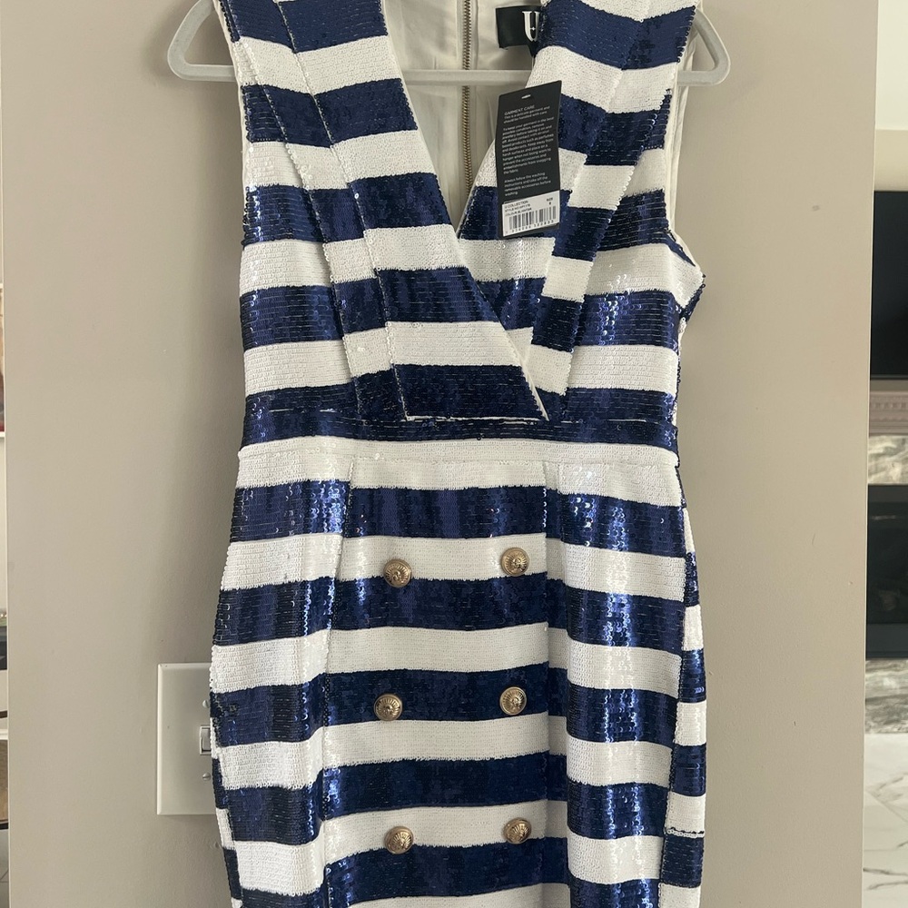 Navy and White Striped Kids Dress